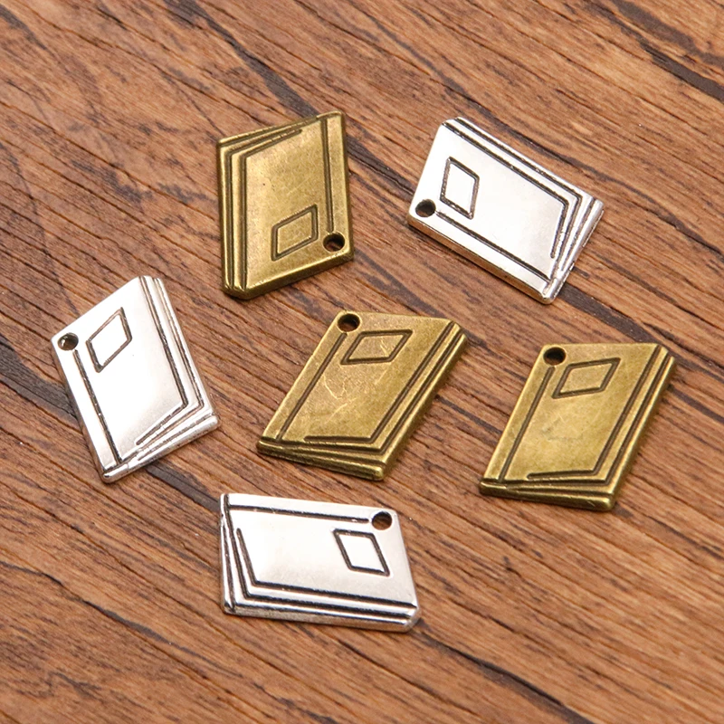 20PCS 13*20mm 2 Color Wholesale Metal Alloy Book Charms School Supplies Pendant For Jewelry Making DIY Handmade Craft