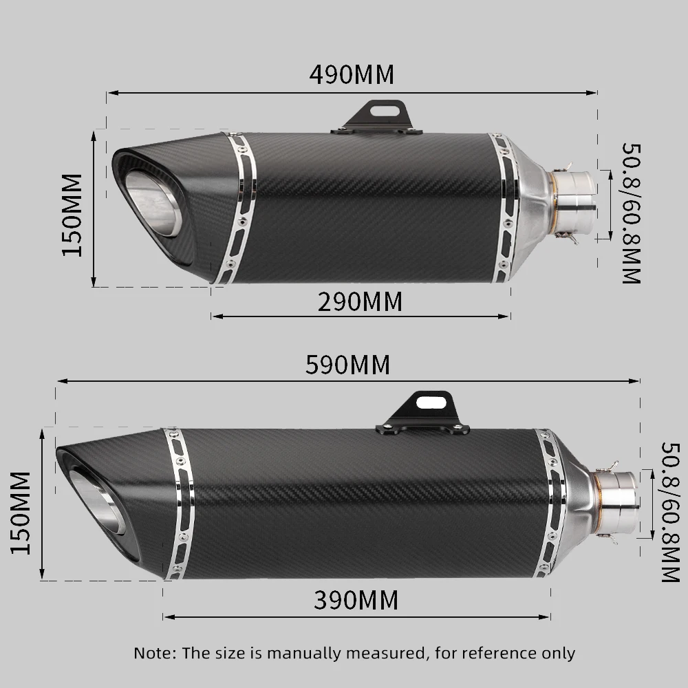 universal 590MM 490MM High - Efficiency motorcycle r11 exhaust pipe muffler for pcx 125 150 c650gt tmx530 cb500
