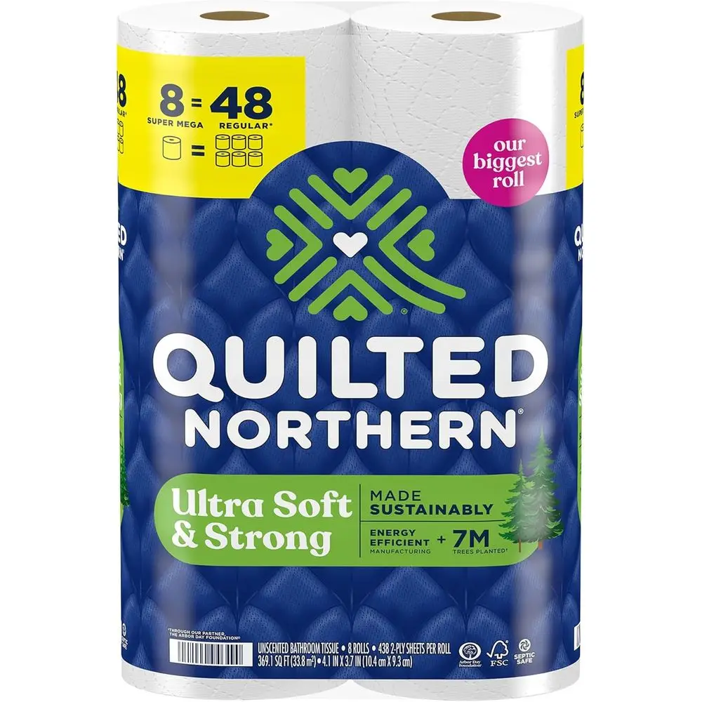 

Extra Strength Toilet Paper, 8 XXL Rolls = 48 Standard Rolls, 5 Times Stronger, Luxury Soft Tissue