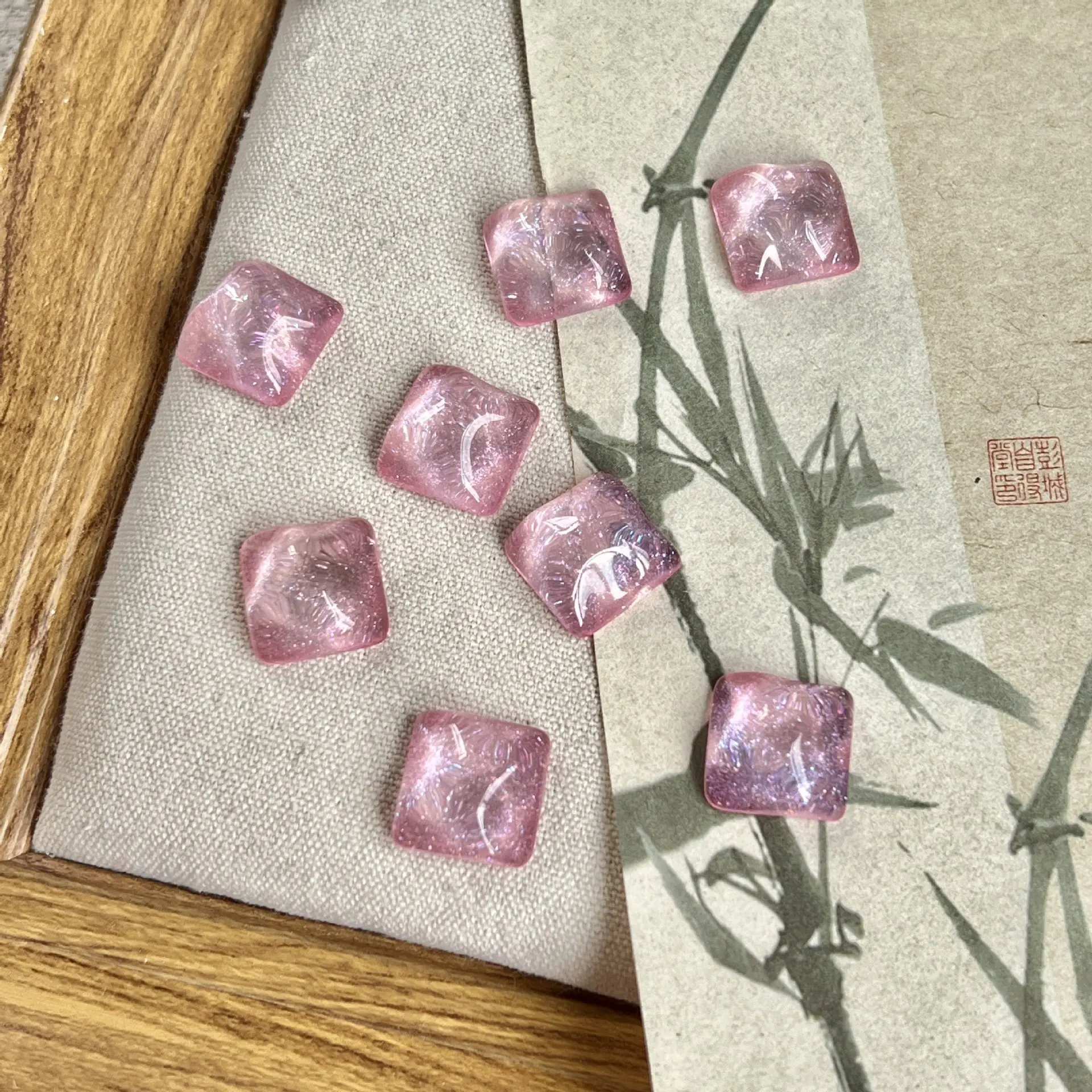 20pcs Transparent Square Flat Back Resin Cabochons Acrylic Patch Diy Phone Case Hair Clips Jewelry Making Findings Decorations