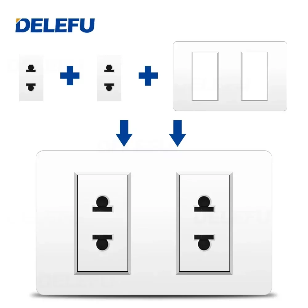 PC fireproof panel Thai standard wall switch socket 118x74mm two-hole socket white black gray gold four-color option