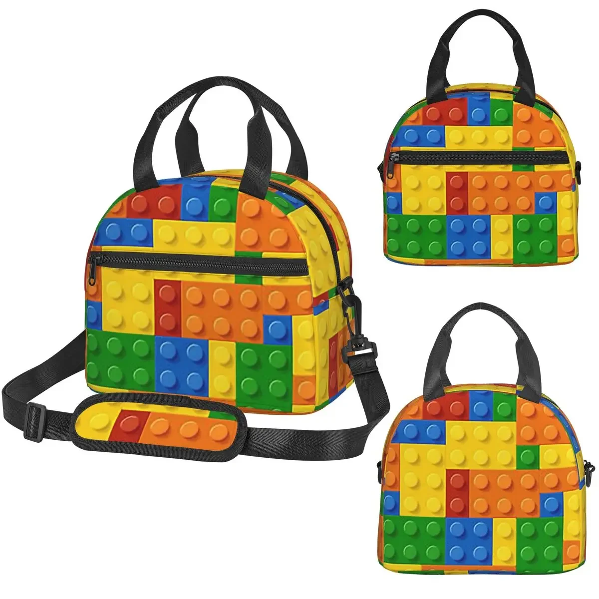 Building Blocks Construction Brick Insulated Lunch Bag for Women Children Leakproof Food Boxes Thermal Lunch Box Tote