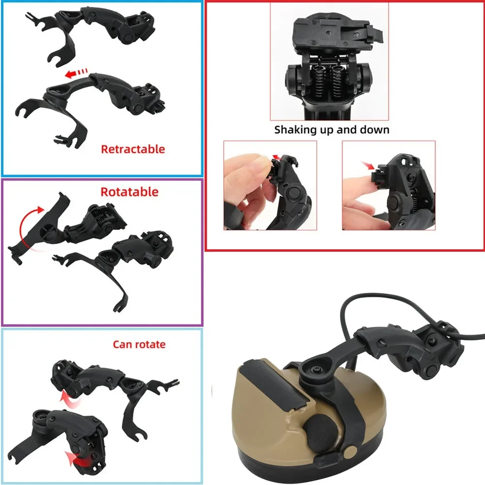 C2 Helmet Bracket Version Headset with ARC Rail COMTA II Tactical Headset Noise Reduction Sound Pickup Airsoft Hunting Headset