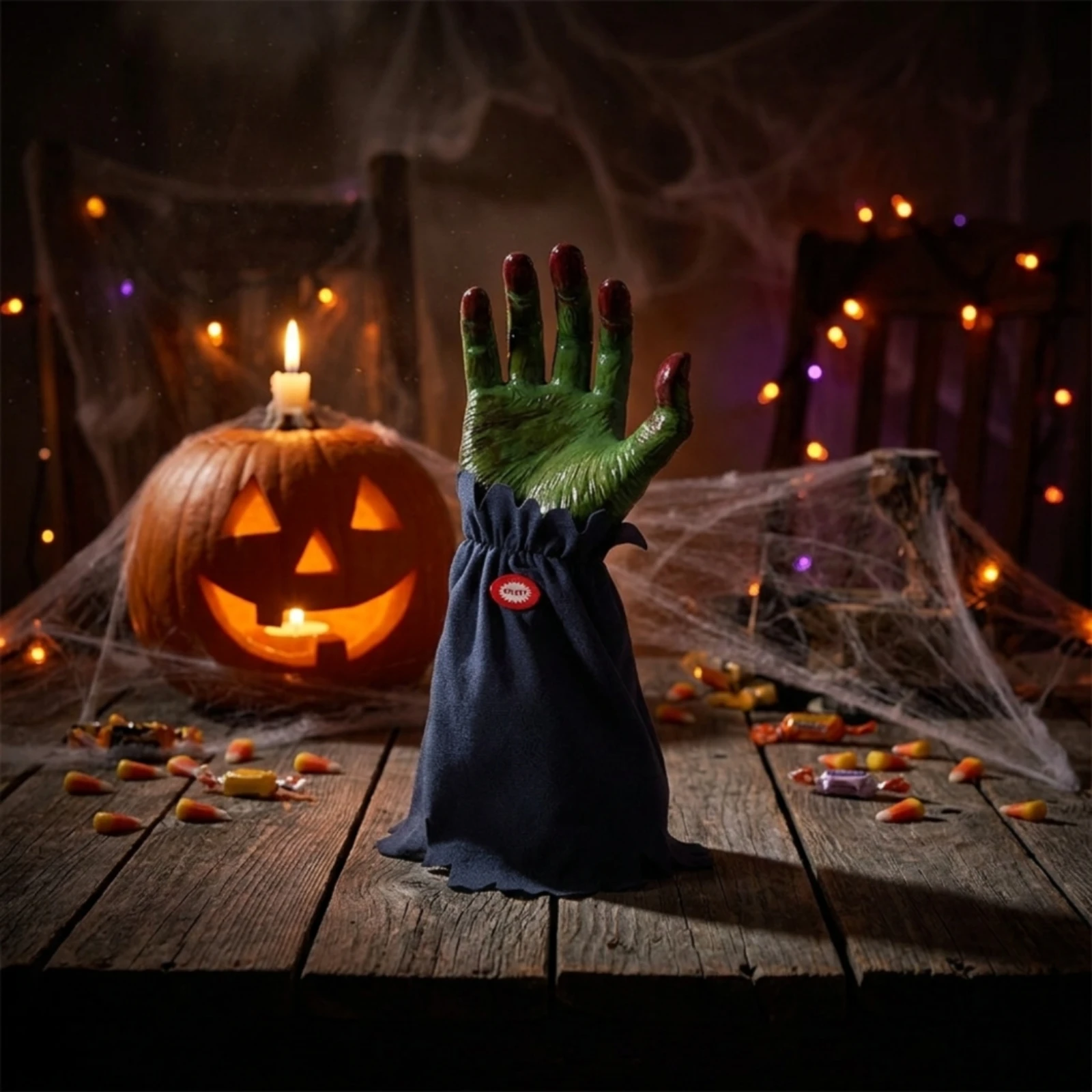 Ghost Hand Decoration Scary Animated Hand with Cloth Base Animatronic Prop Realistic Sturdy for Tabletop Displays