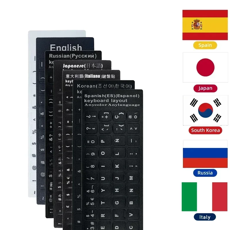 English Russian Korean Spanish Italiano Language Keyboard Letters Stickers Alphabet Waterproof Durable Layout Button Sticker