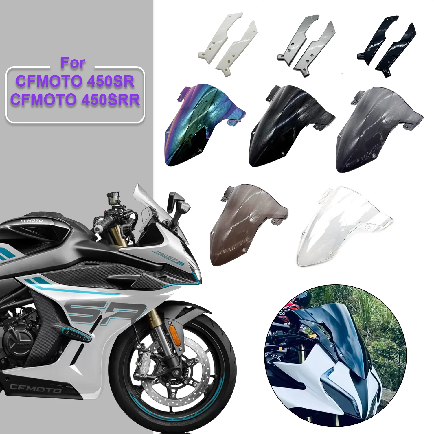 For 450SR cf 450sr 450SR 2022 2023 2024 Sports Motorcycle Windscreen Windshield Modification