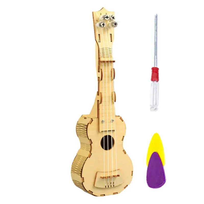 Guitar Kit Wooden Ukuleles Guitar Build Kit Ukulele Musical Toy Classical Instrument For School Holiday Gifts