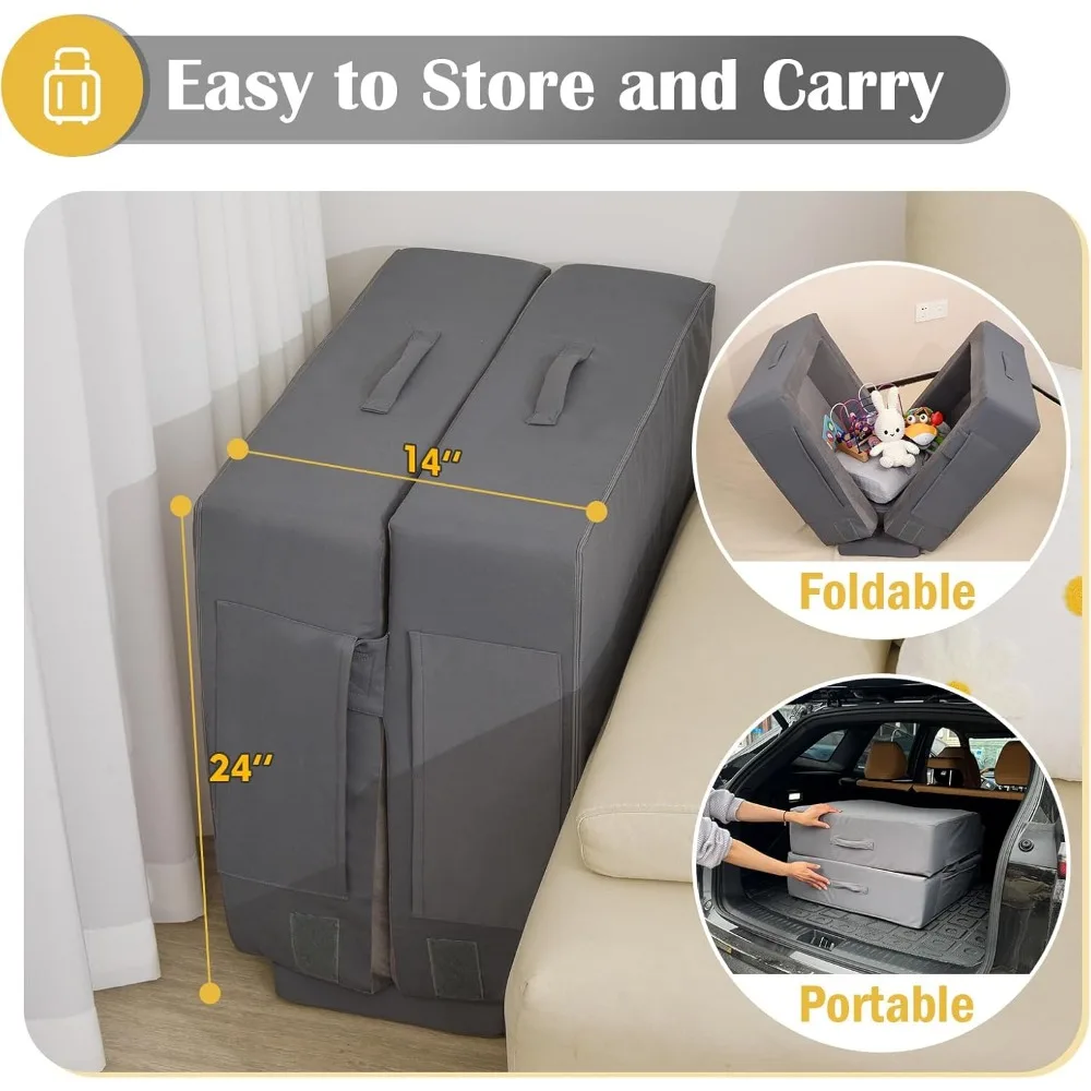 سرير سفر للأطفال من ENITYA - سرير محمول قابل للطي من الإسفنج الناعم للأطفال بعمر 18 شهرًا - 4 سنوات، بدون تجميع، غطاء قابل للغسل، أمان مدمج