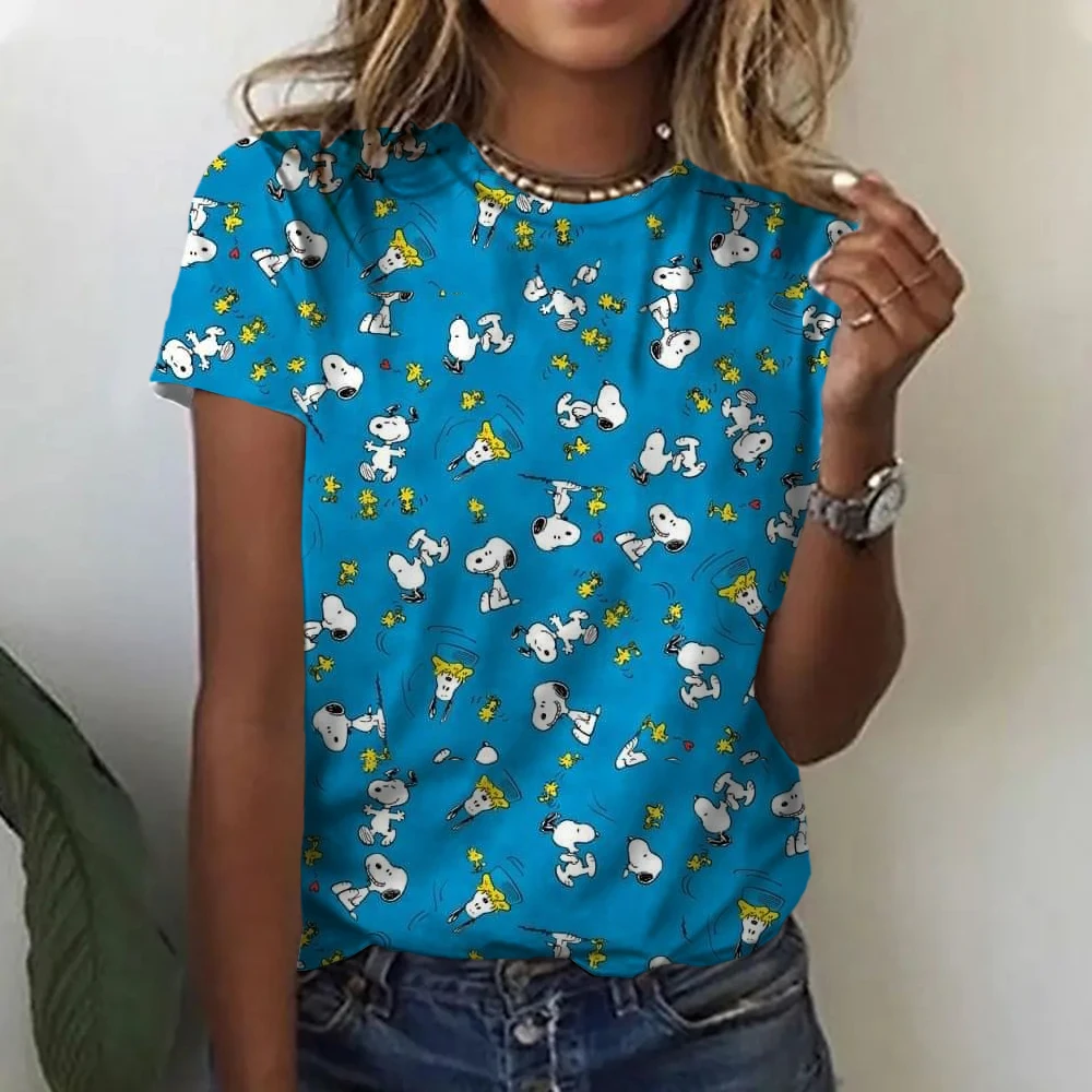 Snoopy T-Shirt Women Snoopy Print Cartoon Harajuku Feamle T shirts Casual Tops Short Sleeves Tees Women Clothing Y2K