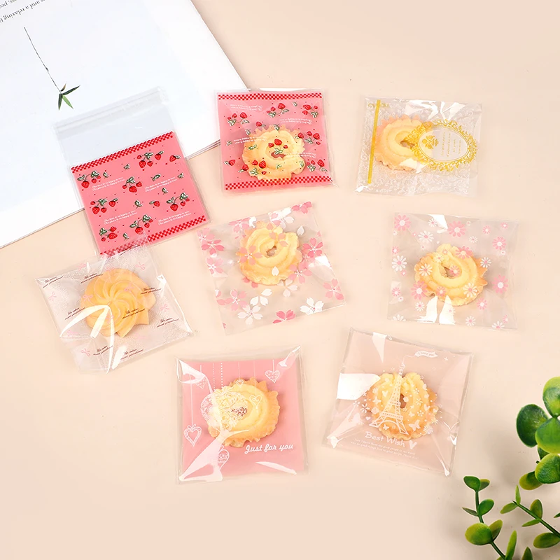 50/100 Stück Geschenke Verpackungsbeutel 7 x 10 cm kleine Cartoon selbstklebende Plastiktüten Hochzeit Geburtstag Party Keks Süßigkeiten Aufbewahrungsbeutel