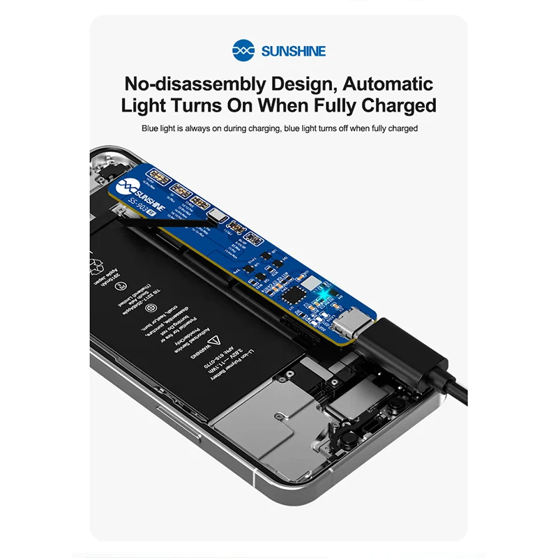 SUNSHINE SS-903 SE لوحة تفعيل شحن البطارية الخالية من الإزالة لهاتف iPhone 8-16 Pro Max جهاز اختبار شحن لوحة دوائر كهربائية للبطارية