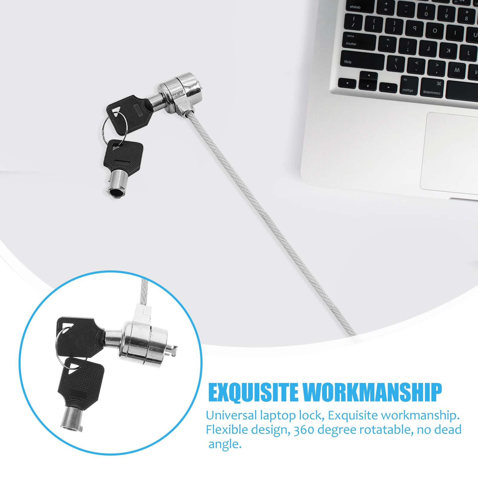 

2 Sets Laptop Lock Cable .2m Keys Computer Electronic Office Portable Durable Notebook Locking Device