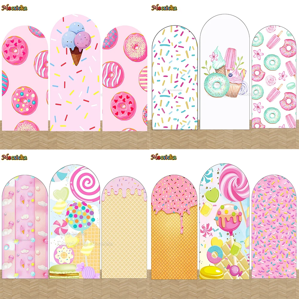 

Donuts Ice Cream Candy Theme Arch Backdrop Chiara Wall Party Birthday Background Sweet Girl Baby Show Photo Studio Photography