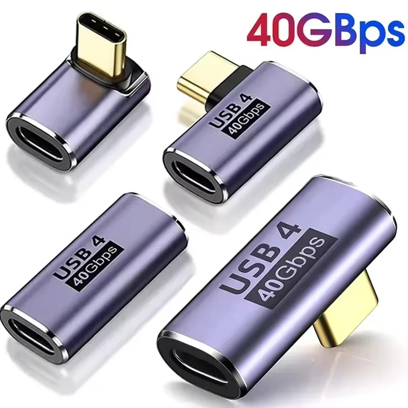 USB4 0 40Gbps 100W PD Adapter 90 Degree USB C to C Fast Charging OTG Converter for MacBook Thunderbolt 3 4 8K 60Hz Video
