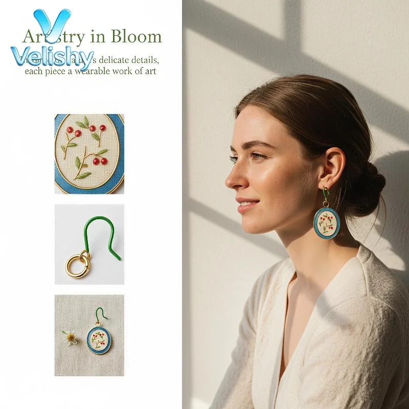 Vintage Drop Oil Palm Tree Flower Earrings Creative Alloy Anti-rust Jewelry Gift for Female Friends