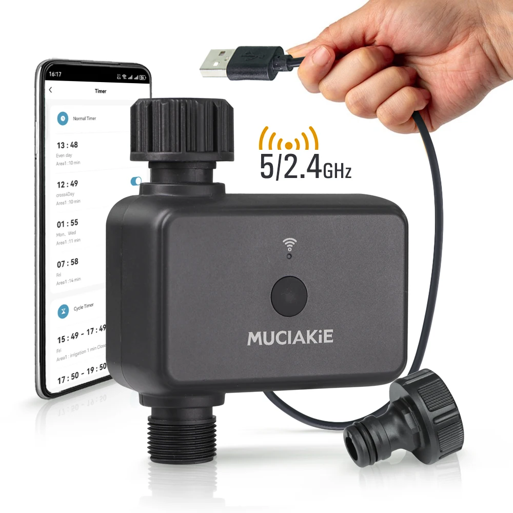(N370) Dualband-Smart-Wassertimer für Schlauchhahn, WLAN, 2,4 GHz und 5 GHz, Fernbedienung, Bewässerung, automatisches kabelloses Gartengerät