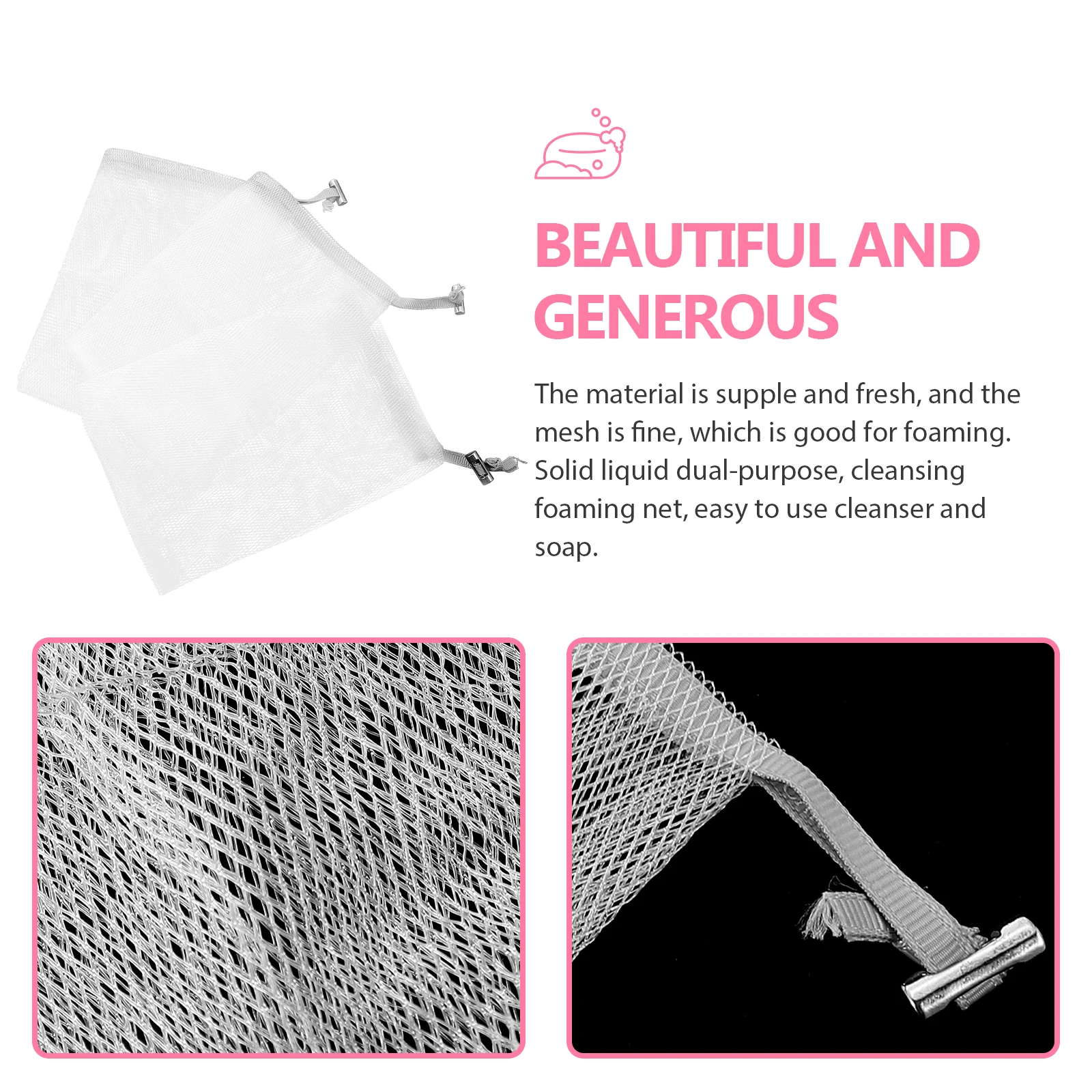 

8pcs Foaming Nets Face Cleansing Exfoliating Mesh Soap Net Pouches Drawstring Storage Portable Lightweight Travel Makeup Removal