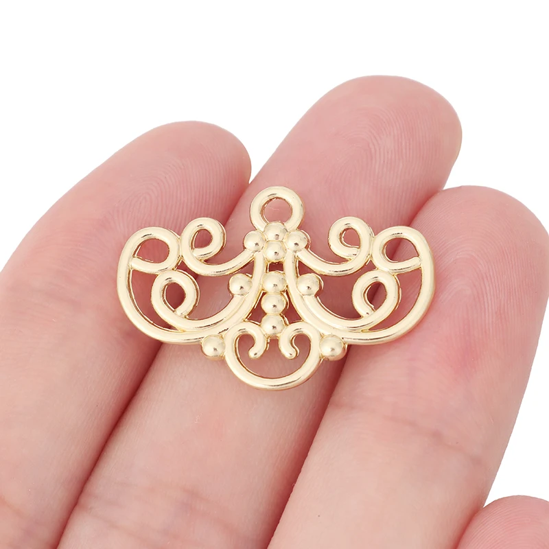 10 x Gold Color 2 Sided Flower Chandelier Connectors Link Charms Pendants for DIY Jewelry Making Findings Accessories 30x20mm