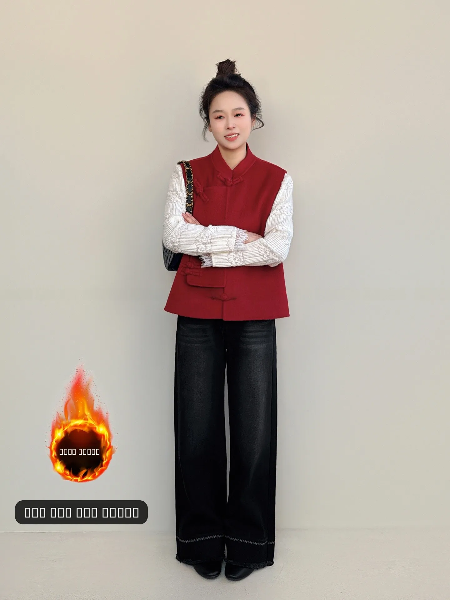 

Fce Lined Straight Leg Jeans Women's Winter New Wide Leg Pants Tassel High Waist Comfortable Warm Commute Sle Denim