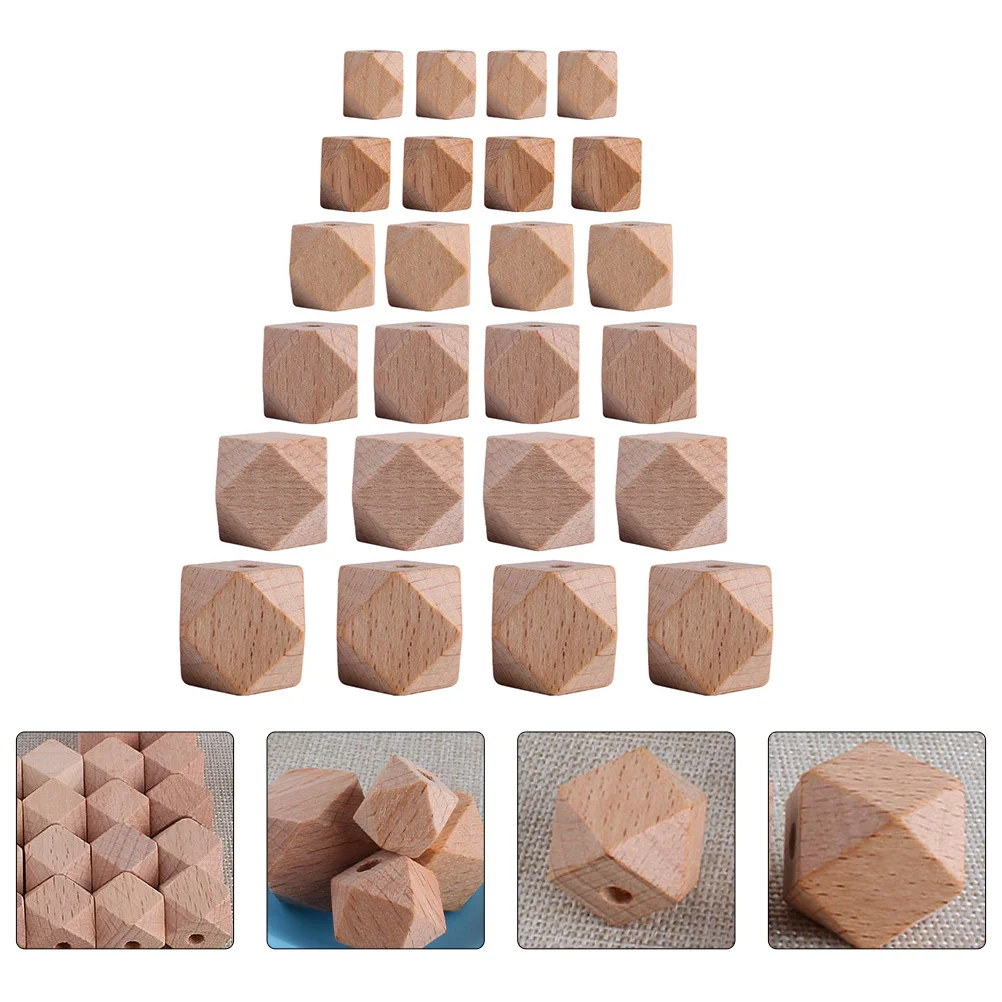 Accessoires de dentition en bois, 24 pièces, perles naturelles pour bébé, Bracelet Anti-chute, fabrication de bijoux, matériel artisanal en vrac