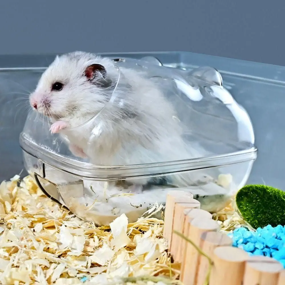Bañera pequeña de plástico transparente para hámster, jaula para inodoro, conejillo de indias, jaula para baño de arena, caja para ratón, hámster