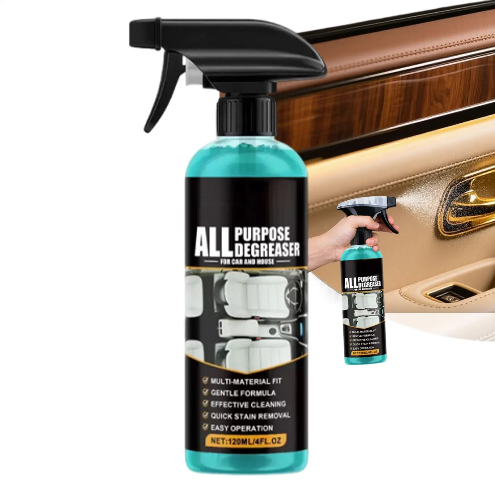 300ml Car Interior Cleaner Agent Ceiling Cleaner Leather Flannel Woven Fabric Water Free Multipurpose Auto Dash Cleaning Tool