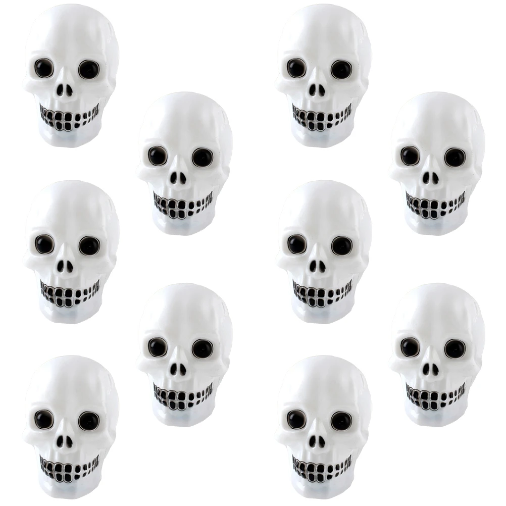 

10 Pcs Skull Head Lamp Color Changing LED Ghost Desktop Lights Plastic Night Bedroom Halloween Decor