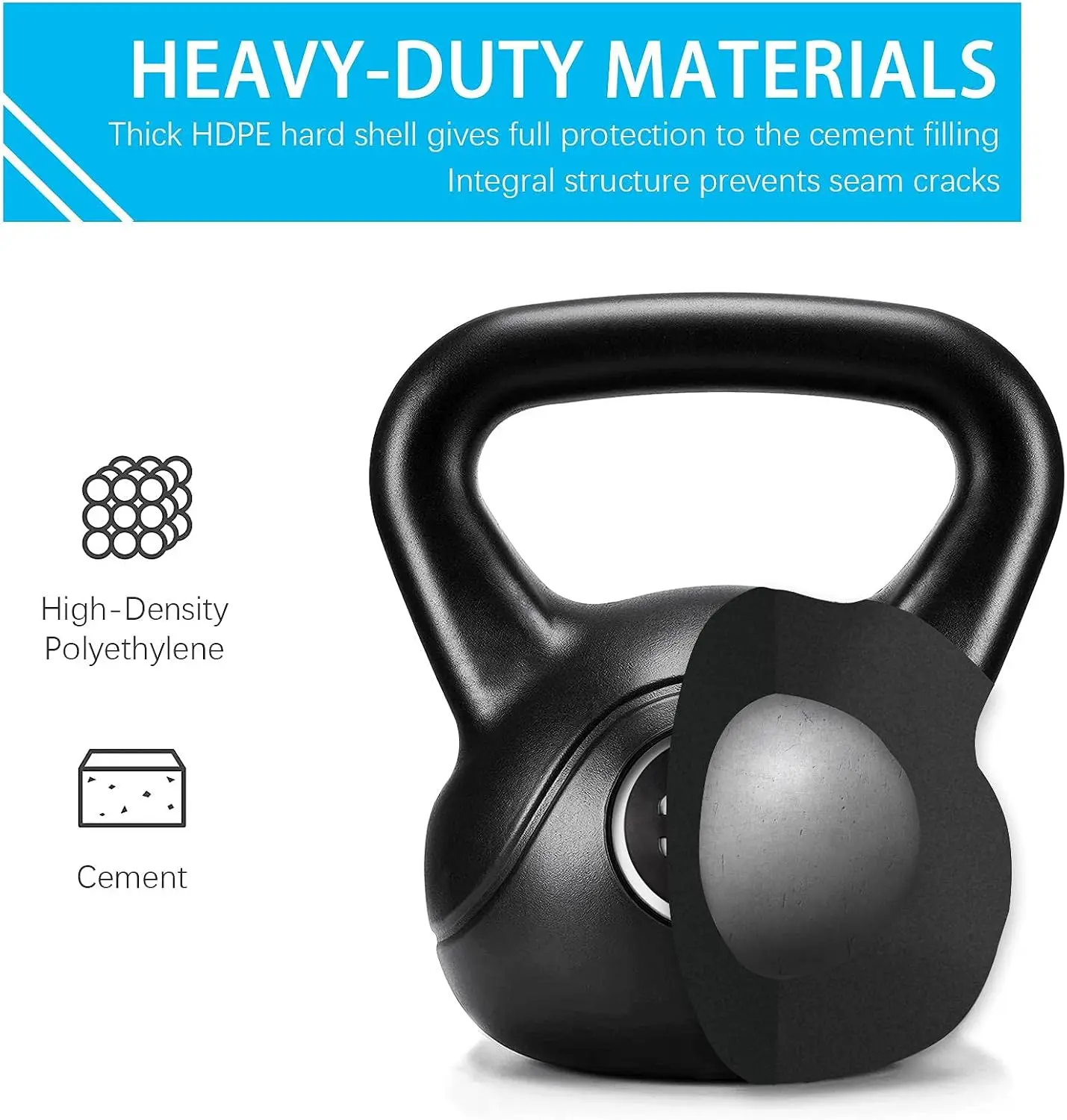 Kettlebell Set for Home Fitness, 6-Piece HDPE Coated Weights, 5-35 lb