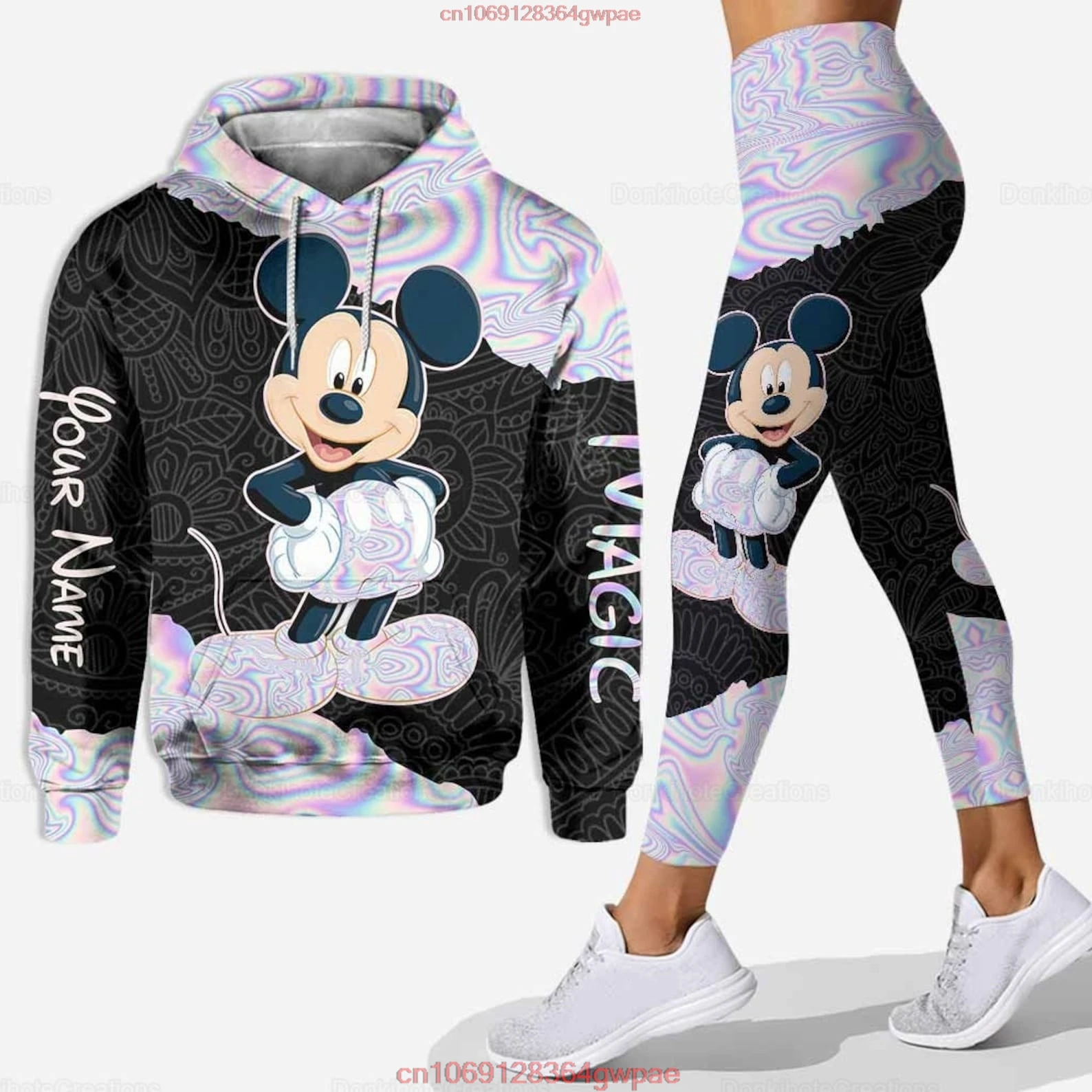 Mickey Mouse bluza z kapturem damska bluza z kapturem zestaw Mickey joga spodnie dresowe damskie Disney Yoga bluza z kapturem modna dres