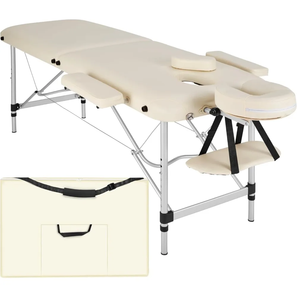 Tisch de Massage Pliante Professionnelle 2-Zonen-Aluminium Cosmetique Lit de Massage Tisch Esthetique Tatouage Portable mit Rep
