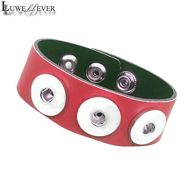 9 Colors 209 Original Genuine Leather Retro Bracelet 18mm Snap Button Charm Jewelry For Women Teenagers Men