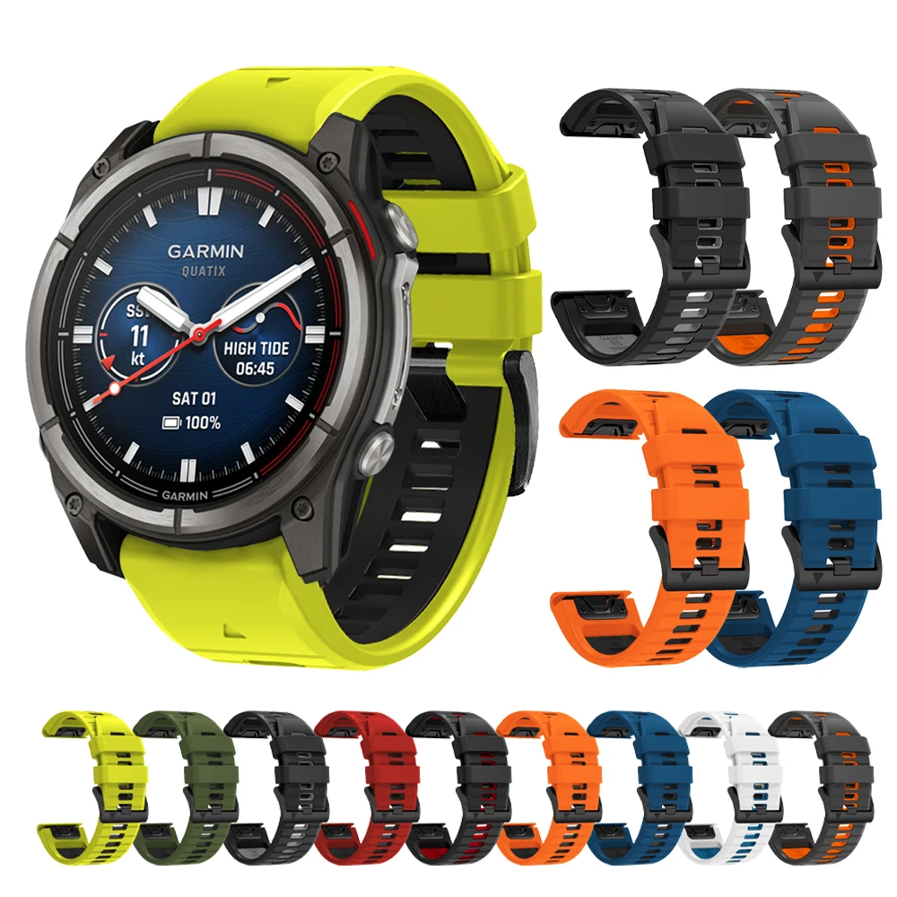 Offizielles 22/26 mm Silikonarmband für Garmin Quatix 8/Forerunner 970 965 Uhrenarmband Instinct 3/Enduro 3/Descent Mk3i Armbandgürtel