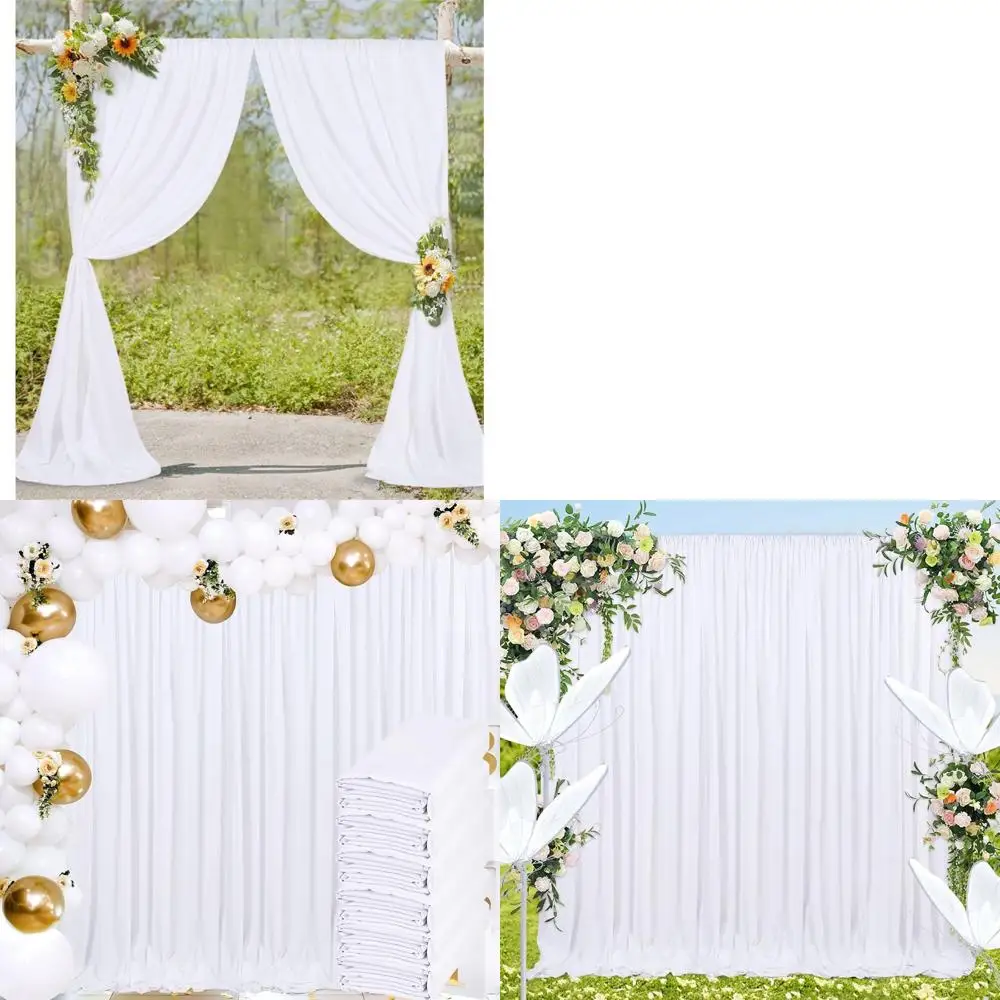 

Polyester Baby Shower Curtains, 30ft x 8ft, White Backdrop for Wedding & Stage Decorations