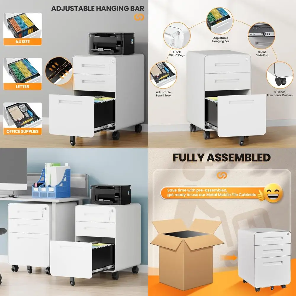 White Mobile 3-Draw…