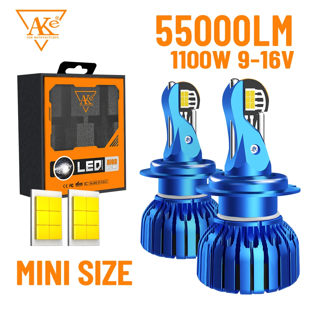 

110W 2Pcs H7 LED CANBUS Headlight Bulbs 1:1 Mini Wireless 55000LM 6000K CSP Car Headlamp H4 H1 H11 9005 9006 9012 Turbo Auto Led