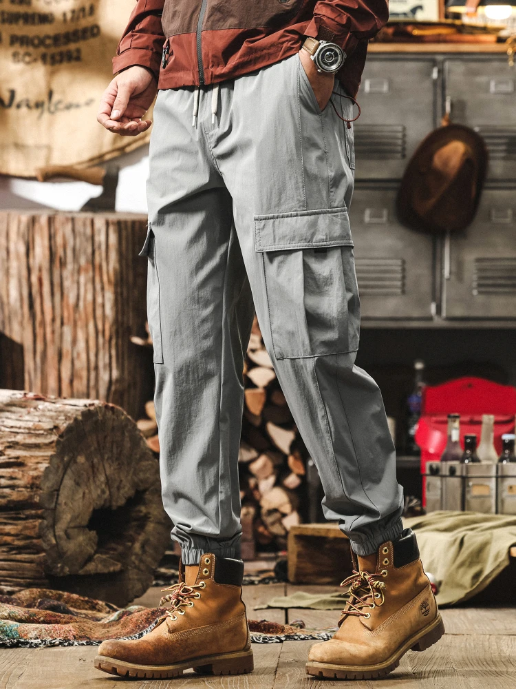 

Summer Thin Ice Silk Cool Feeling Loose Fit Casual Pants for Men Outdoor Workwear Long Trousers Breathable Comfortable Leisure