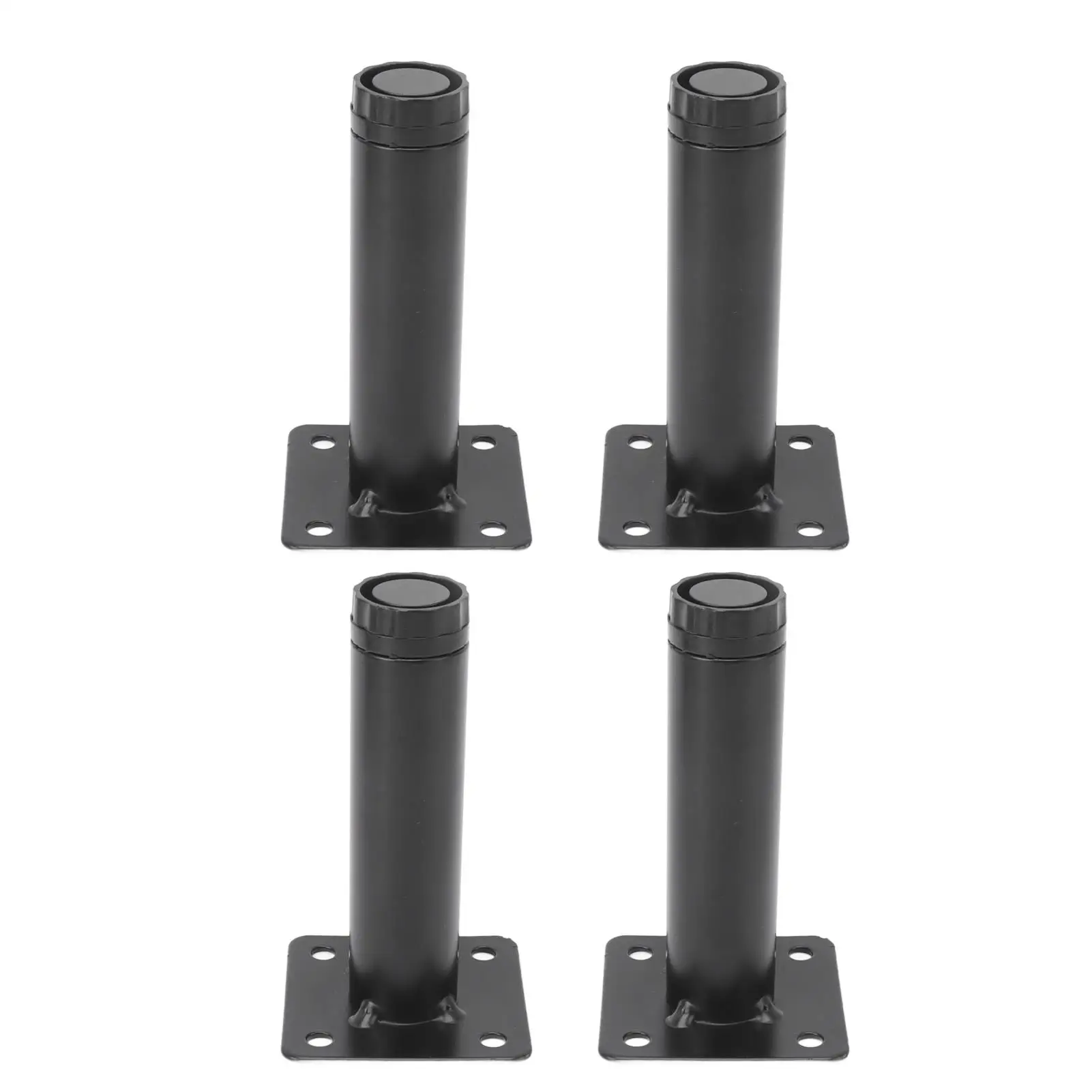 Adjustable Black Metal Sofa Legs - Noise-Reducing, Multi-Functional Furniture Feet for Shelves & More