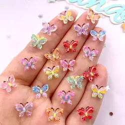 50pcs Glitter Resin Colorful Mini Cute Crystal Butterfly Nail Art Flatback Rhinestone Applique DIY Wedding Scrapbook Decor Craft