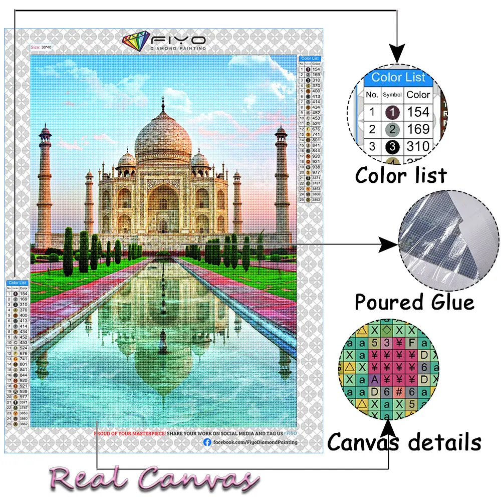 Nowy DIY 5D diament malarstwo Taj Mahal krajobraz w pełni z okrągłych mozaiki dekoracje haft diamentowy Rhinestone do wystroju domu