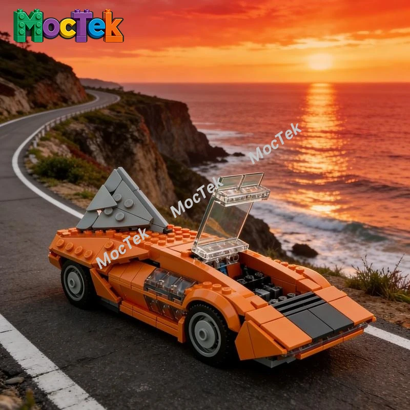 

Конструктор MOC «Футуристический концепт-кар 1970 года»: Ретро-модель классического автомобиля для взрослых, декоративные блоки для сборки