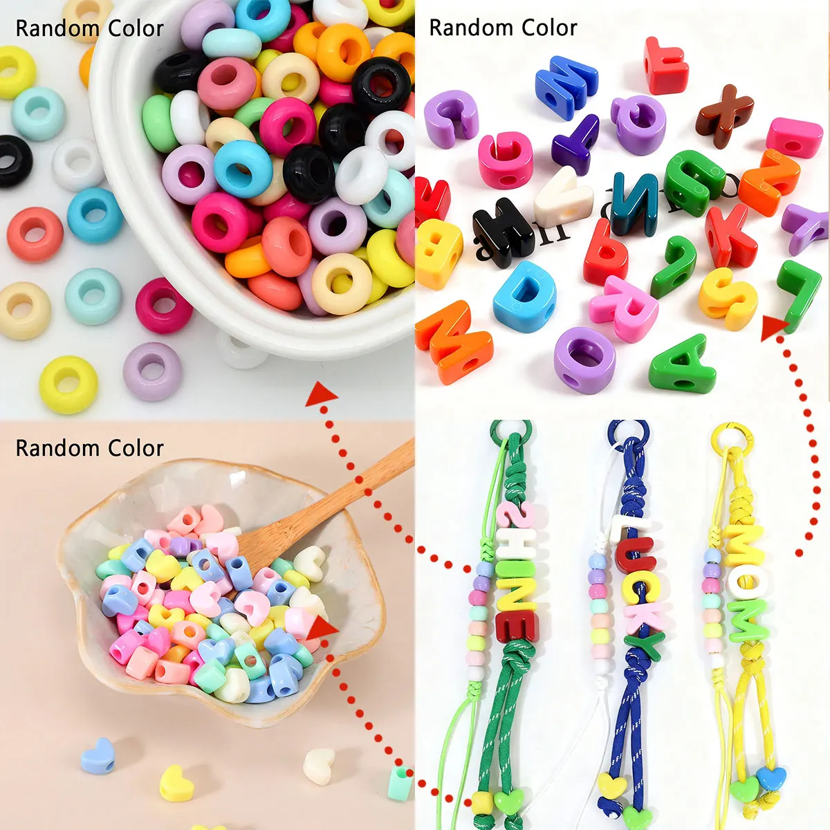 Personalized Colorful Braided Beaded Acrylic Letter Keychain