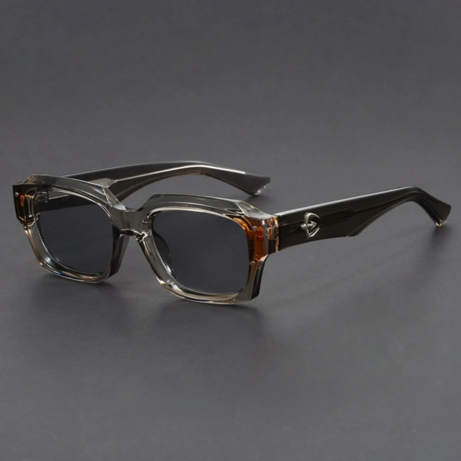 2026 New Fashion Square Sunglasses for Men Women Transparent Gray Frame Vintage Style UV400 Outdoor Driving Eyewear