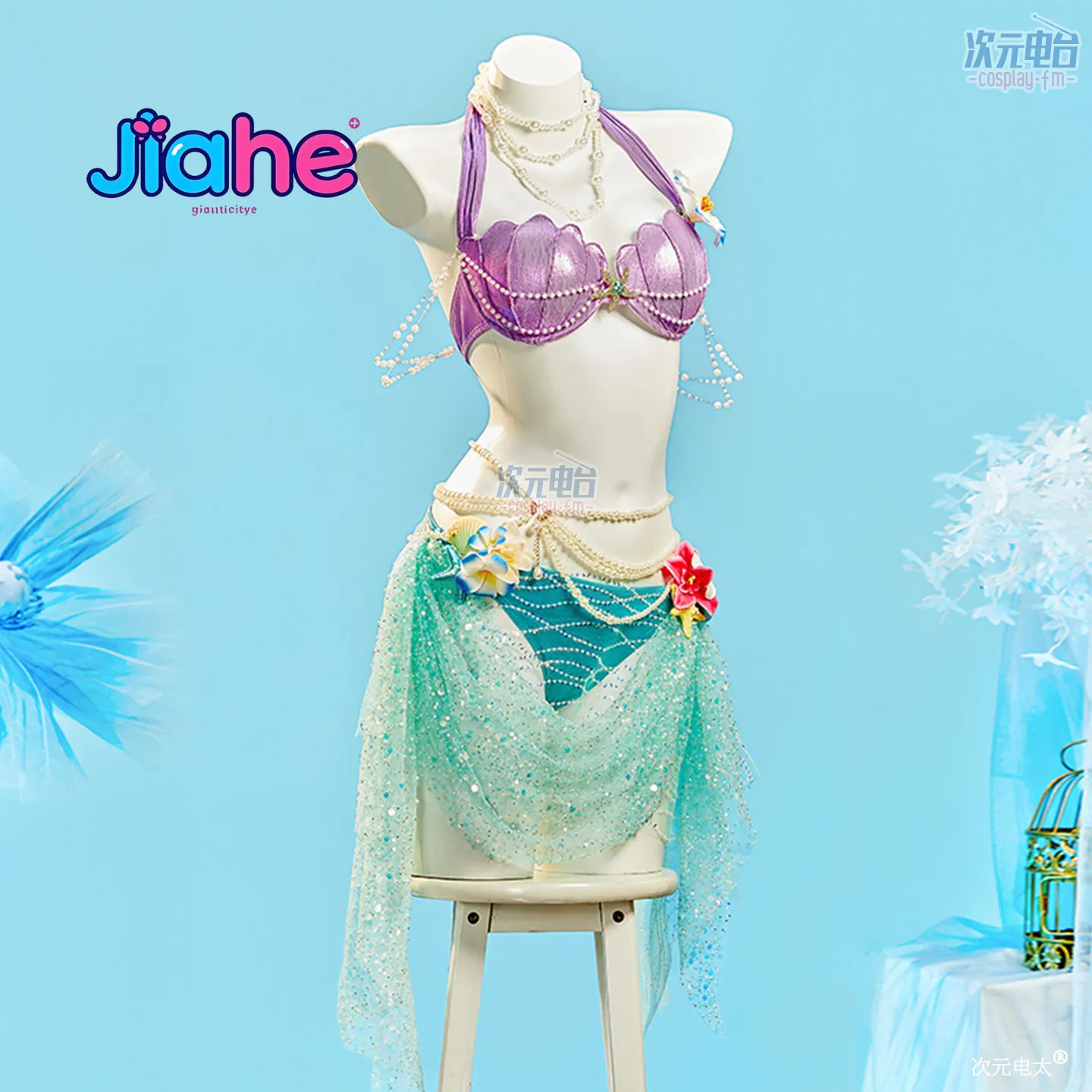 Mermaid Swimsuit Summer Beach Swimwear Cosplay Anime Game women sexy strapless dress Halloween party beach uniform view 3