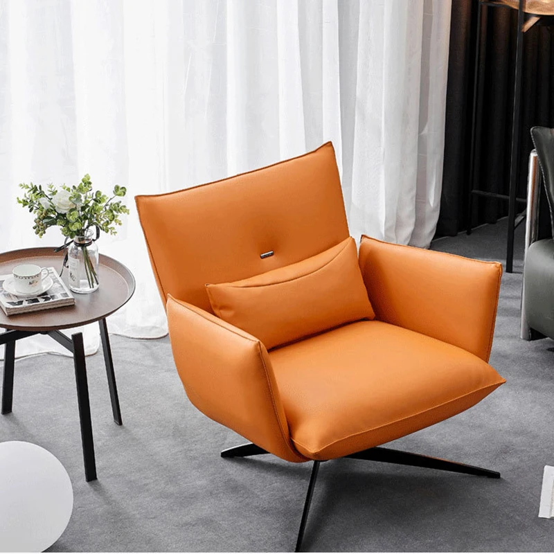 Orange Vintage Chairs Design Italian Hotel Nook Metal Balcony Industrial Bedroom Chair European Silla De Salon Nordic Furniture