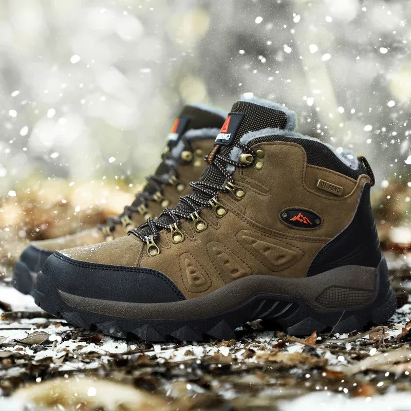 Outdoor Hiking Ankle Boots Large 48 Men Non Slip Climbing Boots Men Winter Warm Fur Shoes Fashion Women Footwear Boys Boot Fall