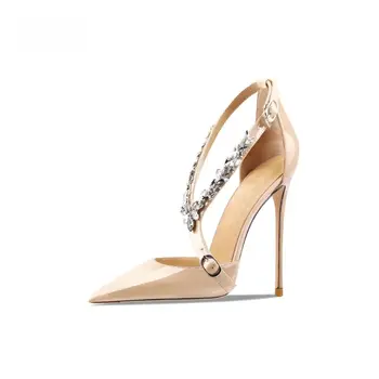 水鑽灰色高跟涼鞋 春季新款 女士細跟淺口尖頭舒適百搭單鞋 8 最佳銷售 鑽石高跟鞋 - №6