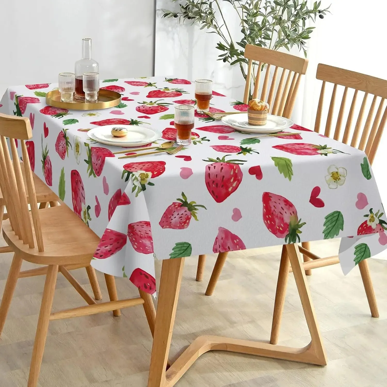 

Скатерть прямоугольная VIKAMA Summer Strawberry для свадеб, вечеринок, домашнего декора, машинная стирка, для кухни и обеденного стола