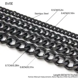 Bwise New Style Stainless Steel Cuban Chain Gold Black Color Fashion Hip Hop Men And Women Necklace Jewelry
