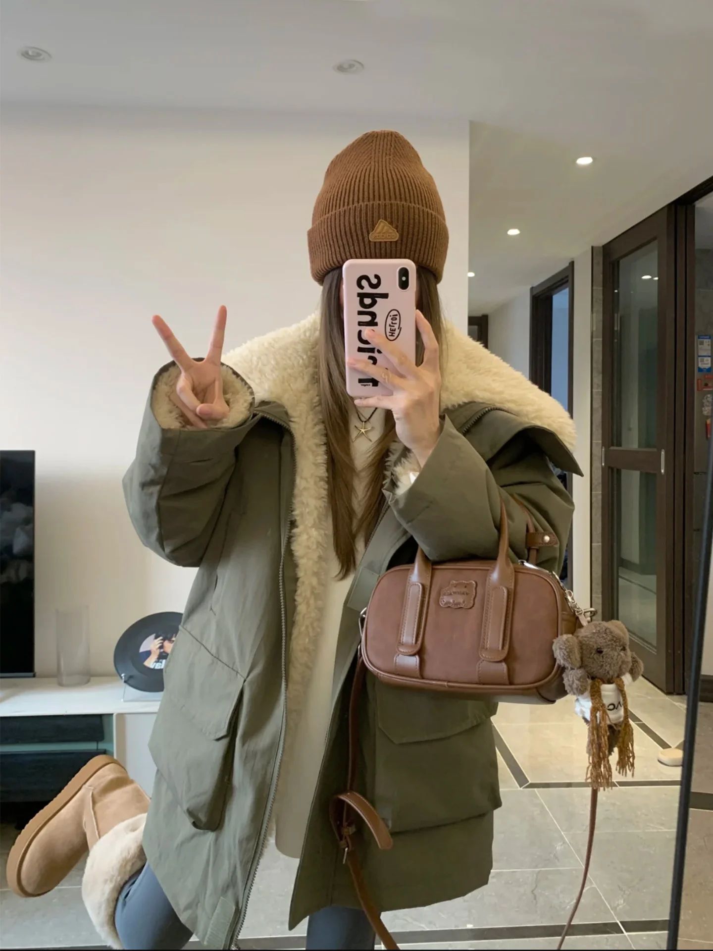 

Parkas Waterproof Woman Womens Winter Personalized Pockets Waisted Basic Grid Softshell Long-Sleeved Comfortable Removable Mock