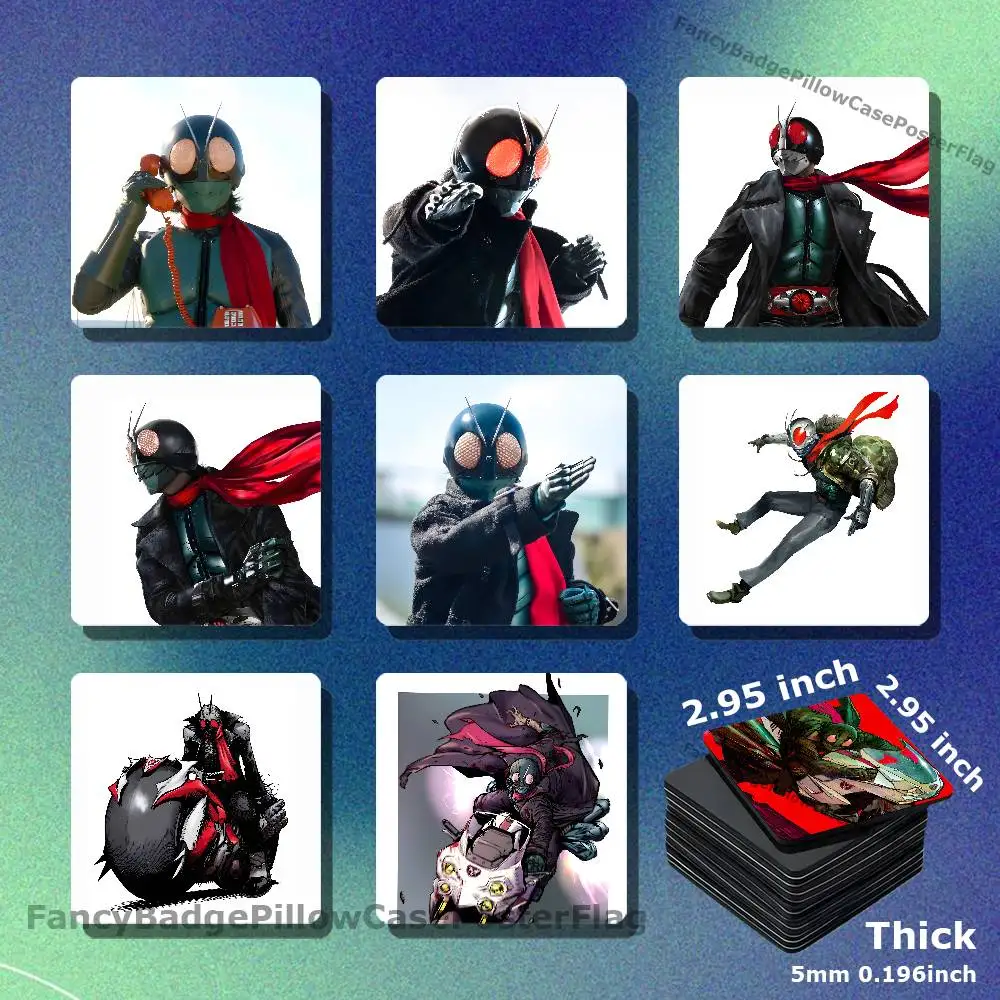 Takeshi S-Shin K-Kamen Rider Magnetic Square Refrigerator Sticker Creative DIY Acrylic Fridge Magnets Souvenir Gift